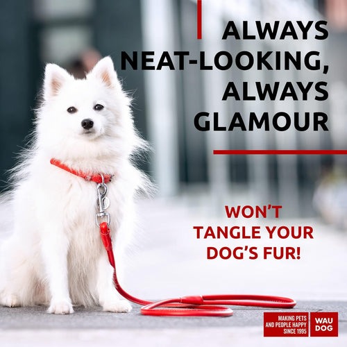 Red Rolled Leather Dog Leash 4Ft X 0.3 in for Small Medium Large Dogs Heavy