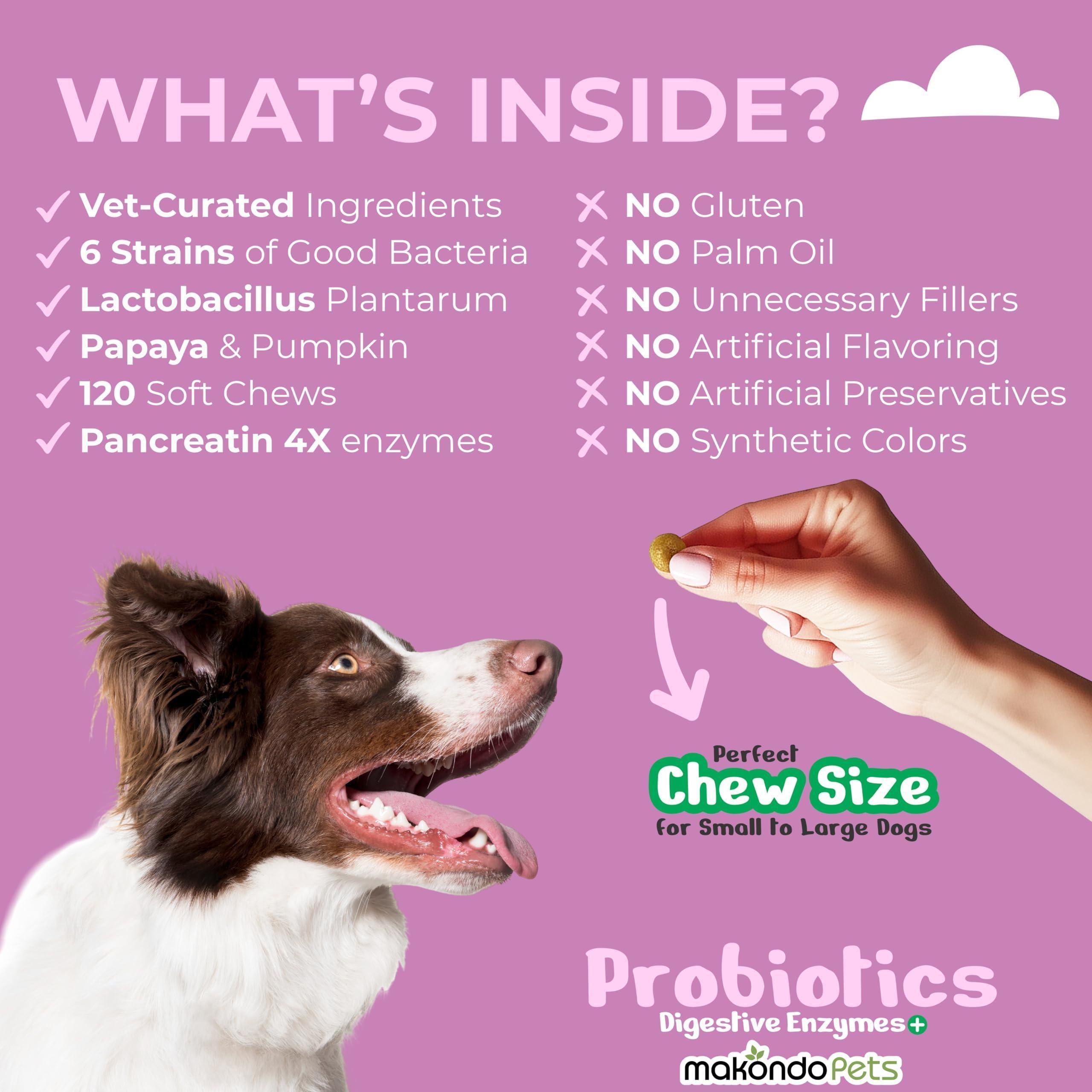Probiotics for Dogs 120 Dog Probiotics Chews Digestive Enzymes & Pumpkin Support Gut Health Gas Diarrhea & Constipation Relief Itchy Skin Yeast Balance Allergies Pet Advanced Supplements