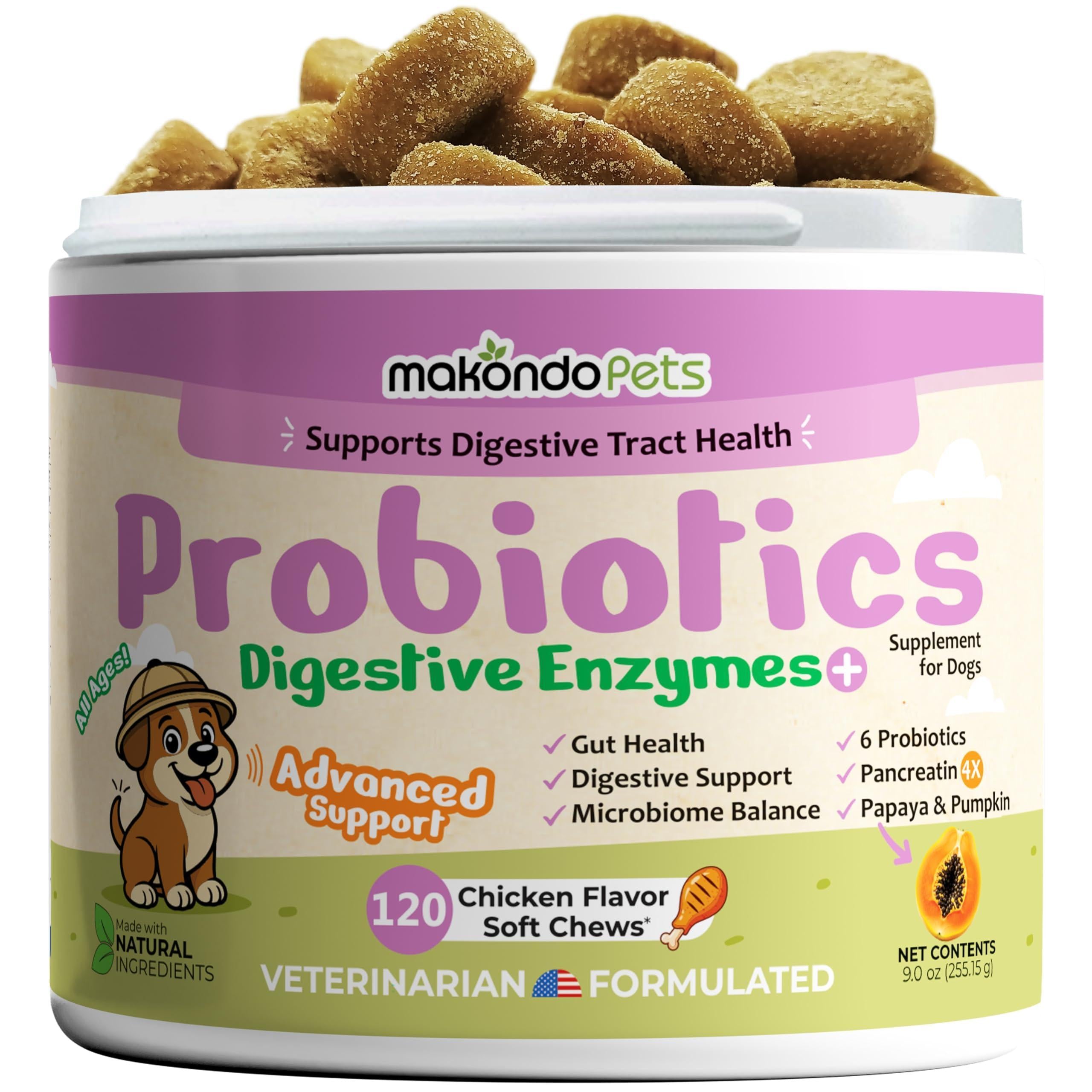 Probiotics for Dogs 120 Dog Probiotics Chews Digestive Enzymes & Pumpkin Support Gut Health Gas Diarrhea & Constipation Relief Itchy Skin Yeast Balance Allergies Pet Advanced Supplements